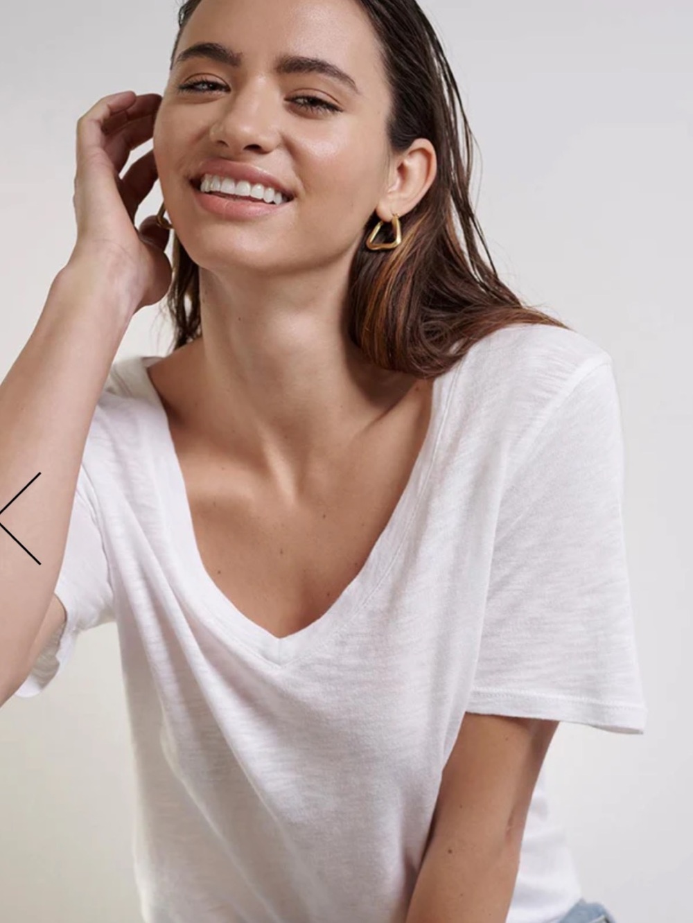 BR LINEN seamed back slub top in Ecru Oversized S